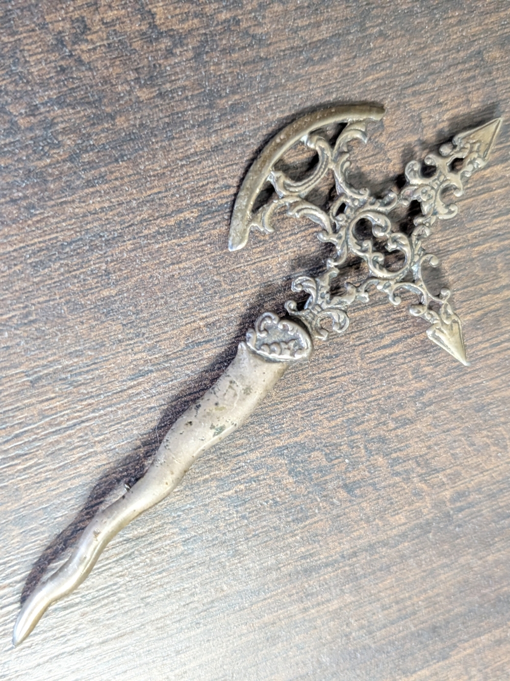 BROOKRAFT 925 Sterling Silver Axe Brooch Signed Vintage Antique Filigree Gothic